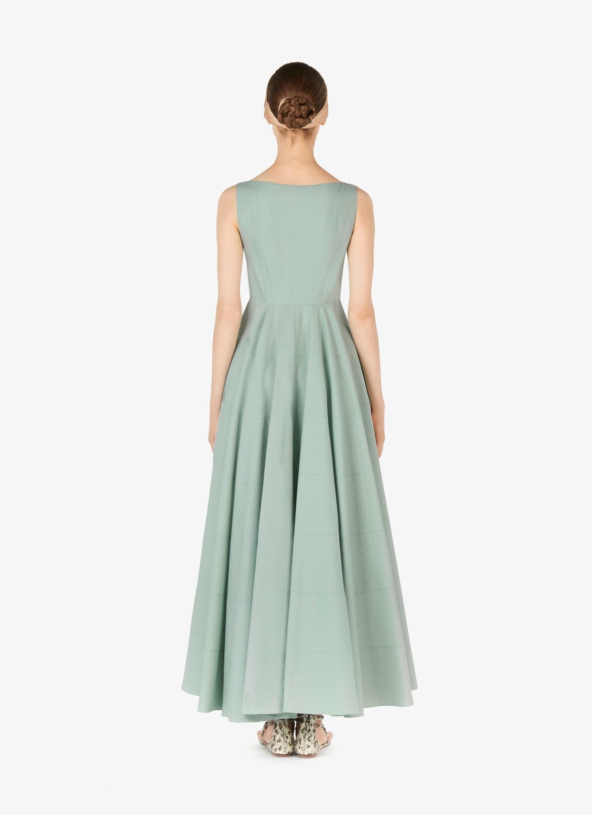 Long Sleeveless Cotton Dress  ALAÏA CELADON GREEN LONG SLEEVELESS COTTON DRESS